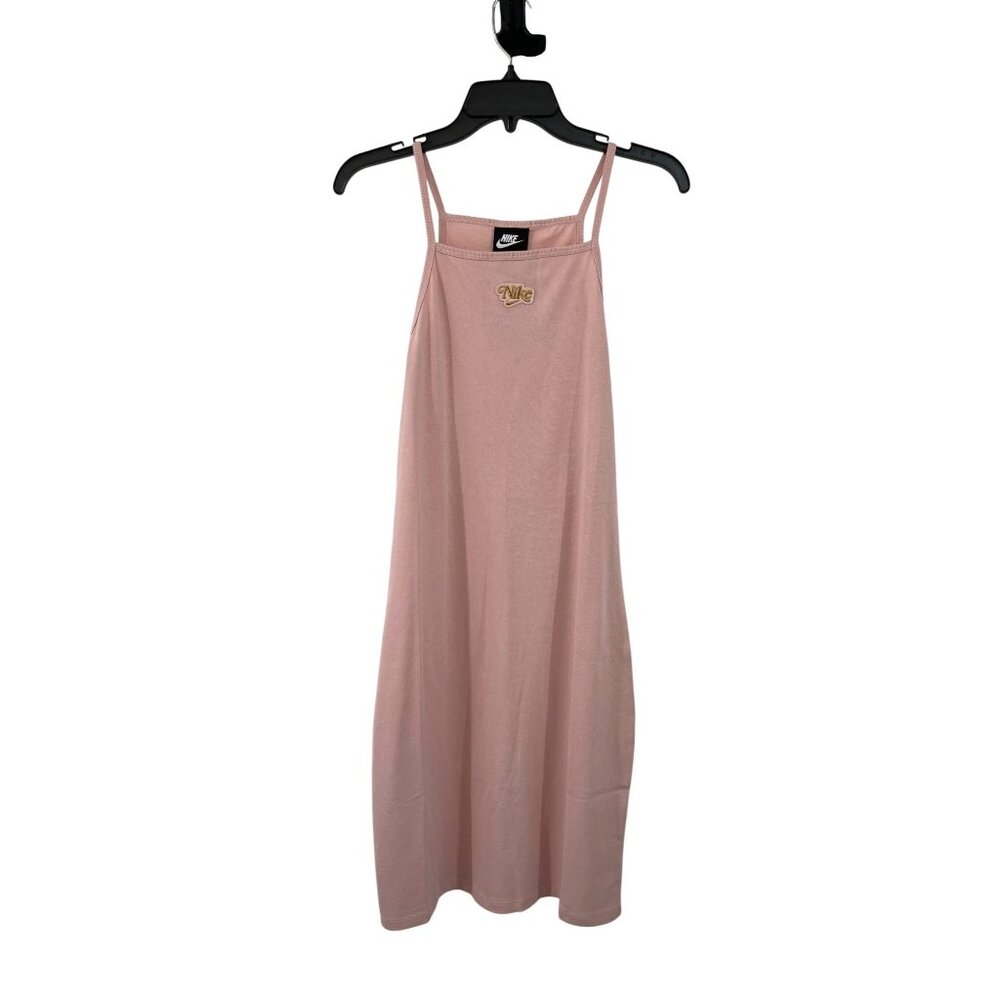 Nike Cotton Tank Dress Womens M Pink Metallic Logo Bodycon NWT Summer